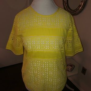 H&M Yellow Eyelet Top NWT